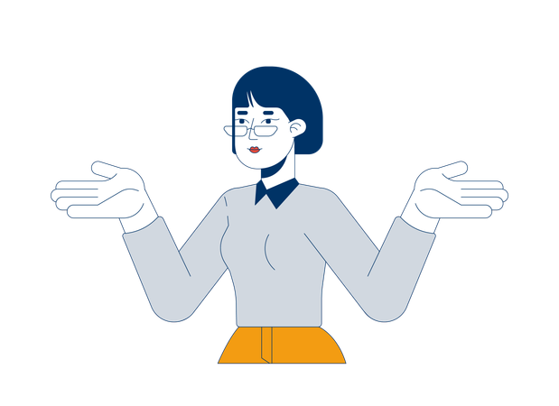 Unsure business asian woman shrugging shoulders  Illustration