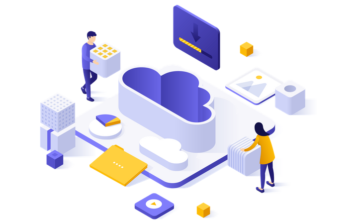 Unternehmen nutzen Cloud-Technologie  Illustration