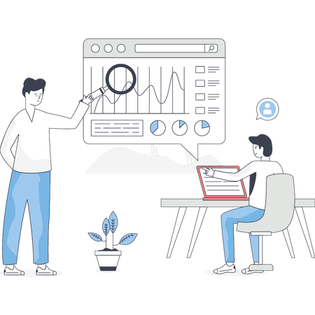 SEO-Suche nach Finanzen-Diagramm auf der Webseite des Unternehmens  Illustration