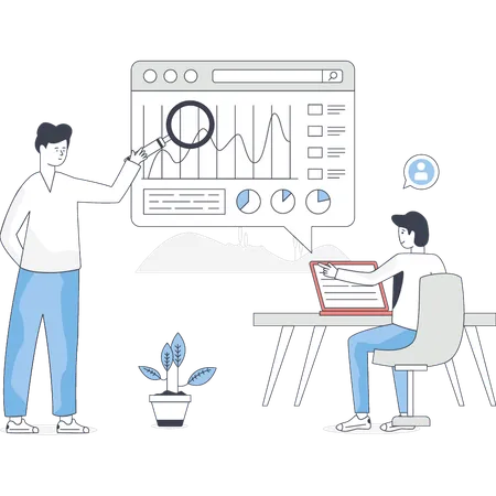 SEO-Suche nach Finanzen-Diagramm auf der Webseite des Unternehmens  Illustration