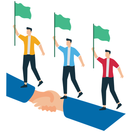 Unternehmensleiter hilft Mitarbeitern, erfolgreich zu sein  Illustration