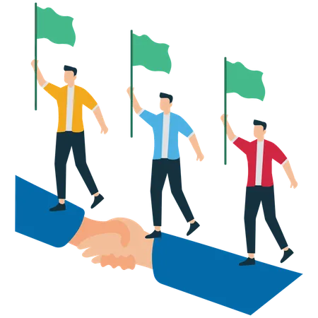 Unternehmensleiter hilft Mitarbeitern, erfolgreich zu sein  Illustration