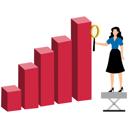 Unternehmer analysiert Balkendiagramm für finanziellen Erfolg  Illustration