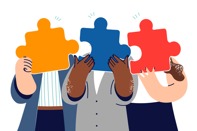 Unternehmerverband versteckt Gesichter hinter Puzzleteilen  Illustration