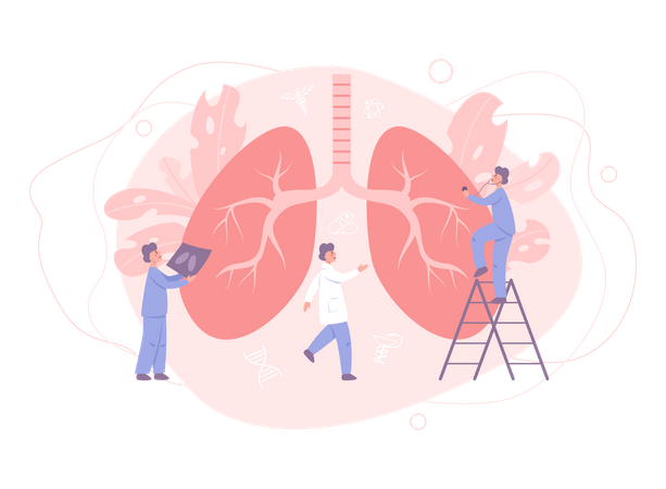 Untersuchung und Behandlung von Lungenerkrankungen  Illustration