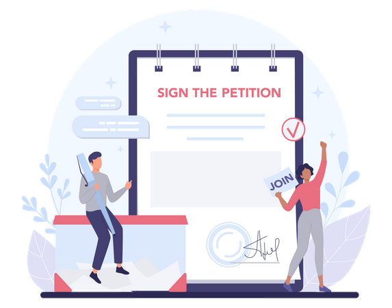 Unterzeichnung des Petitionsdokuments  Illustration