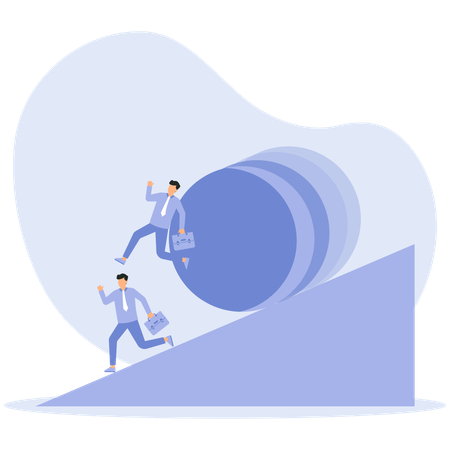 Unvorhersehbare Situationen Einkommensverlust und Arbeitslosigkeit Ball rollen Berg hinunter  Illustration