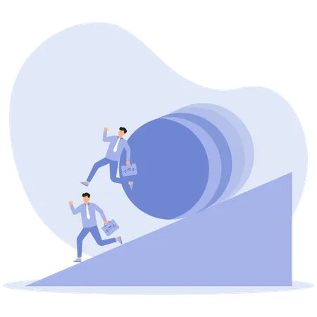 Unvorhersehbare Situationen Einkommensverlust und Arbeitslosigkeit Ball rollen Berg hinunter  Illustration
