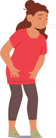 Unwell Child Sneeze And Cough  Illustration
