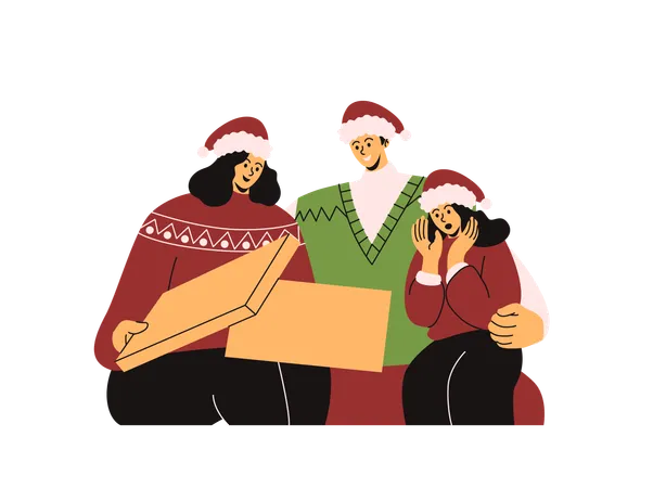 Unwrapping Present withFamily  Illustration