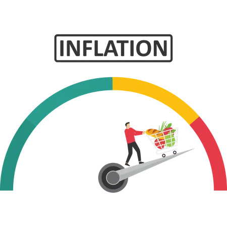 L’uomo d’affari deve affrontare un aumento dell’inflazione  Illustration