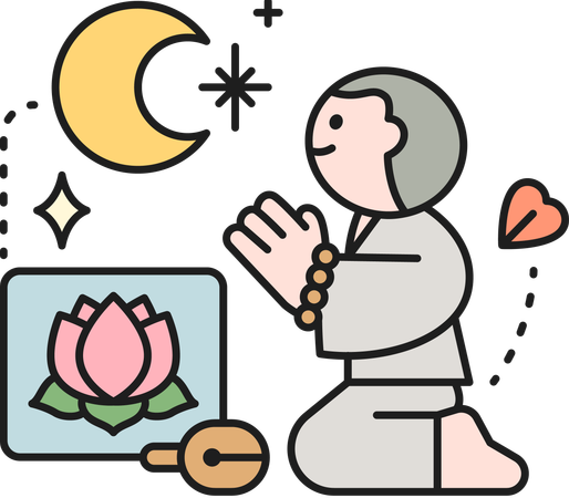 Uomo buddista che canta  Illustration