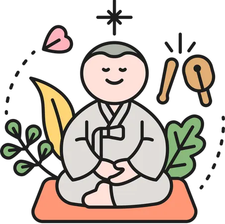 Uomo buddista che canta  Illustration