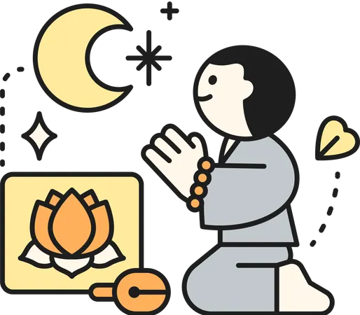 Uomo buddista che canta  Illustration