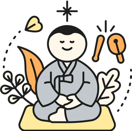Uomo buddista che canta  Illustration