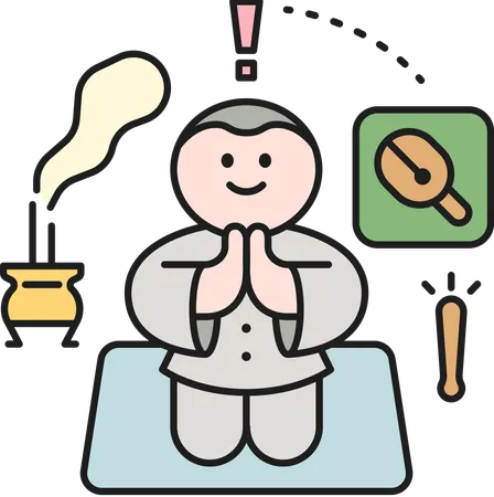 Uomo buddista che canta  Illustration