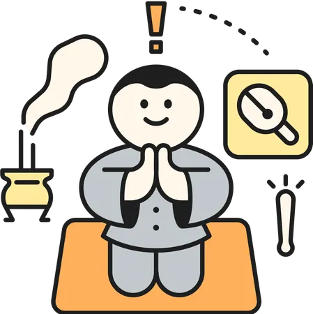 Uomo buddista che canta  Illustration