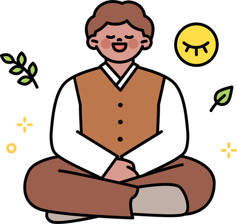 Uomo buddista che fa meditazione  Illustration