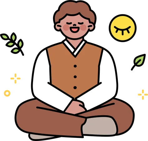 Uomo buddista che fa meditazione  Illustration