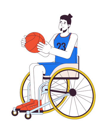 Uomo caucasico disabile che gioca a basket  Illustration