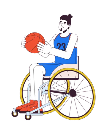 Uomo caucasico disabile che gioca a basket  Illustration