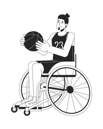 Uomo caucasico disabile che gioca a basket  Illustration