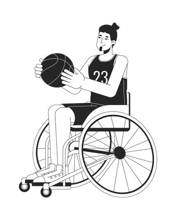 Uomo caucasico disabile che gioca a basket  Illustration