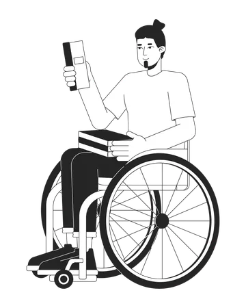 Studente caucasico con disabilità  Illustration