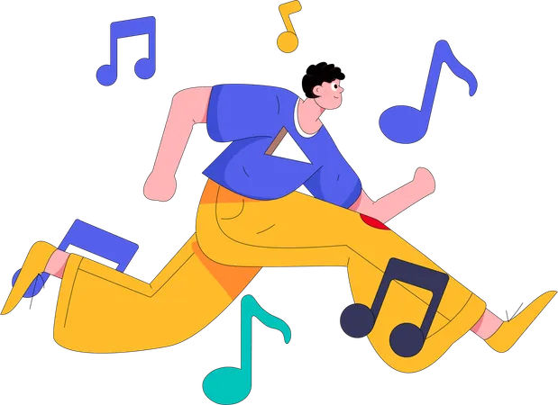 Uomo che ascolta musica  Illustration