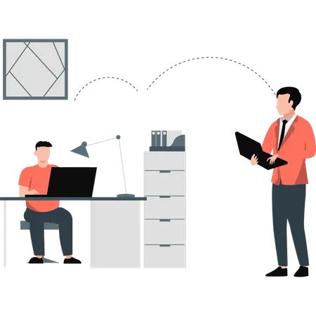 Uomo d'affari che controlla il lavoro degli altri  Illustration