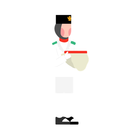 Uomo indonesiano che celebra il giorno dell'indipendenza indonesiana  Illustration