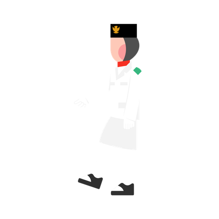 Uomo indonesiano che fa parata durante la celebrazione del giorno dell'indipendenza  Illustration