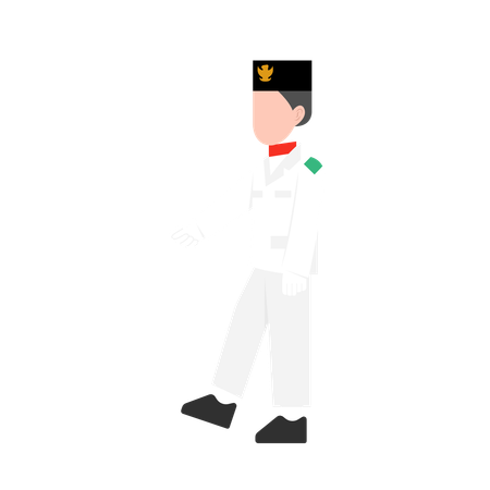 Uomo indonesiano che fa parata nel giorno dell'indipendenza  Illustration