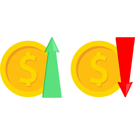 Up and down dollar  Illustration