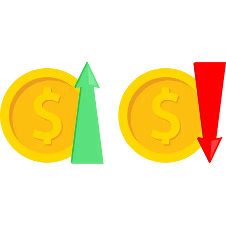 Up and down dollar  Illustration