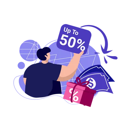 Up to 50% get vouchers discounts  Illustration