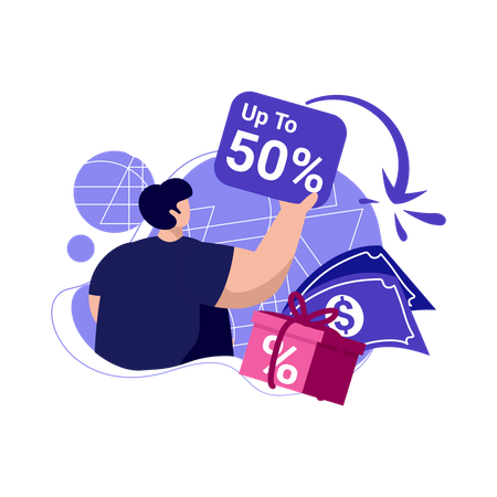 Up to 50% get vouchers discounts  Illustration