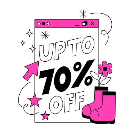 Up to 70% off boots promotion  Illustration