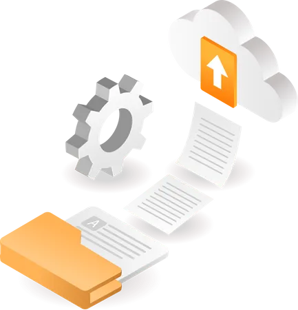 Transfer A Lot Of Data To Cloud Server Illustration