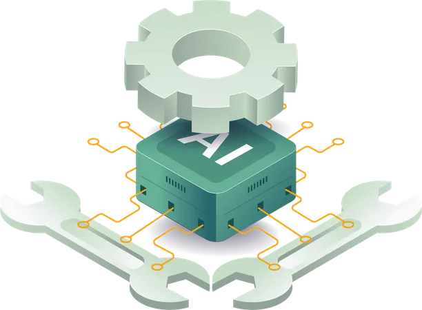 Updating science of artificial intelligence technology  Illustration