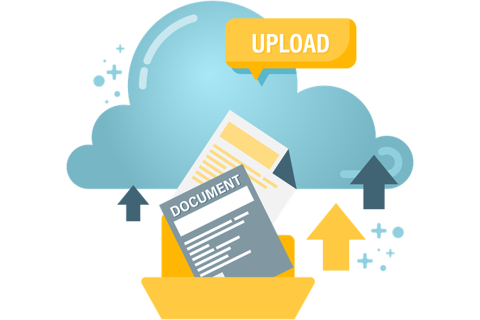 Upload documents to cloud storage  Illustration