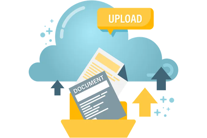 Upload documents to cloud storage  Illustration