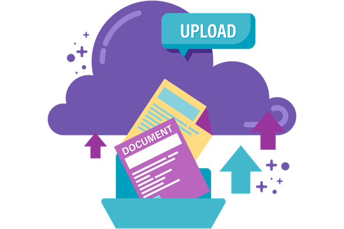 Upload documents to cloud storage  Illustration