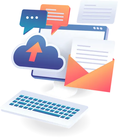 Upload email to cloud server  Illustration