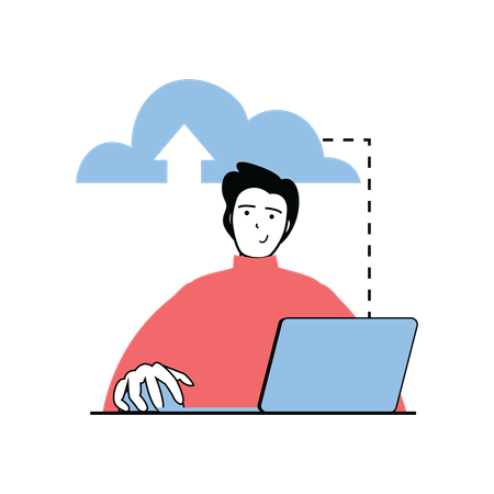 Uploading data on cloud  Illustration