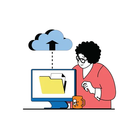 Uploading data on cloud  Illustration