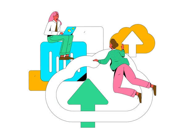 Uploading data on cloud  Illustration