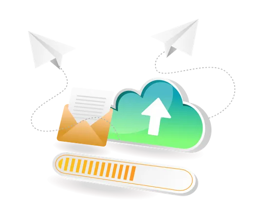 Uploading Mail To Cloud  Illustration