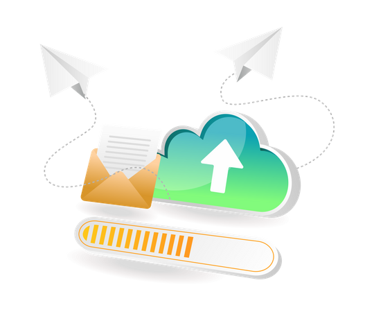 Uploading Mail To Cloud  Illustration