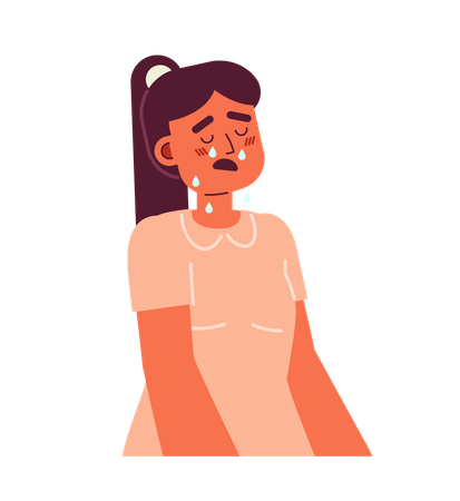 Upset girl with dropping tears and open mouth  Illustration